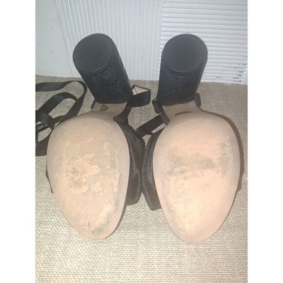 Steve Madden Heels Women Clary-V Size 10 BLACK Velvet Lace Up Black Heels - Picture 6 of 12